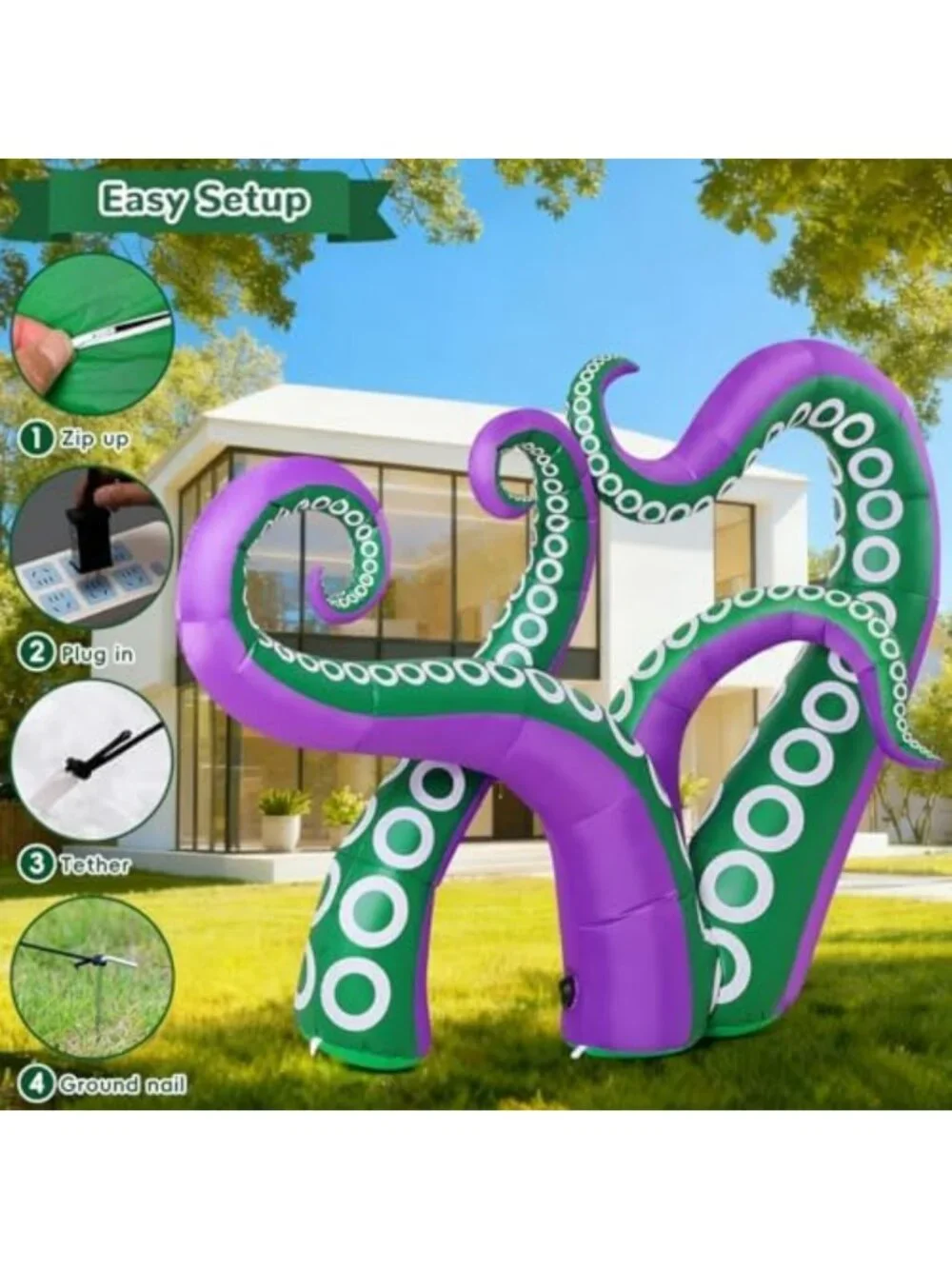 7.2FT Inflatable Octopus Holiday Decor | LED Lighted Outdoor Yard Decoration